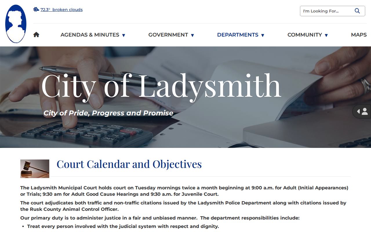 Ladysmith municipal record calendar for Tuesday hearings