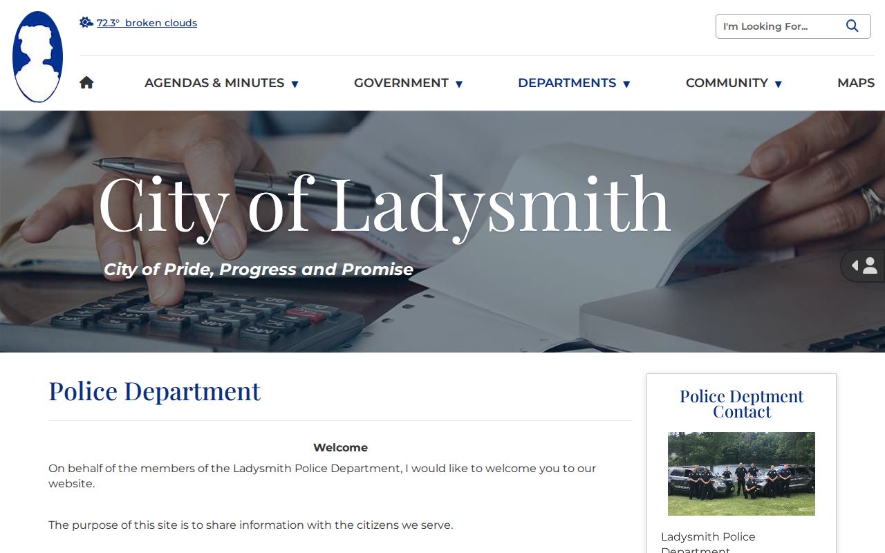 Ladysmith criminal records contact at the Police Department