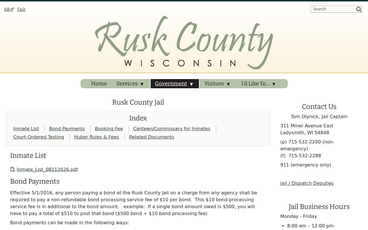 Rusk County arrest lookup through dated jail inmate lists