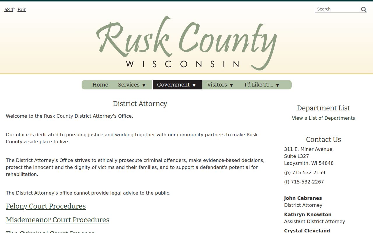 Rusk County criminal court process information from the District Attorney