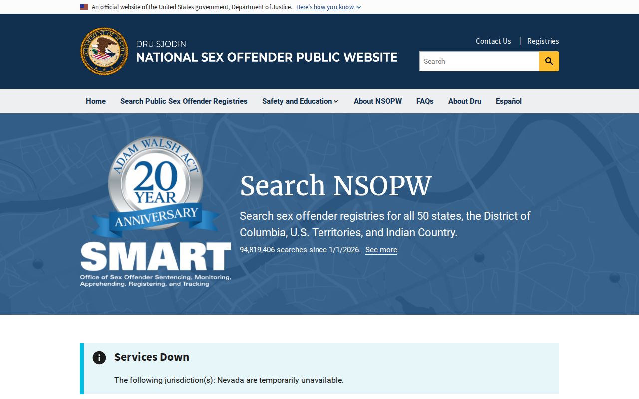 NSOPW national interface used with a Rusk County sex offender search